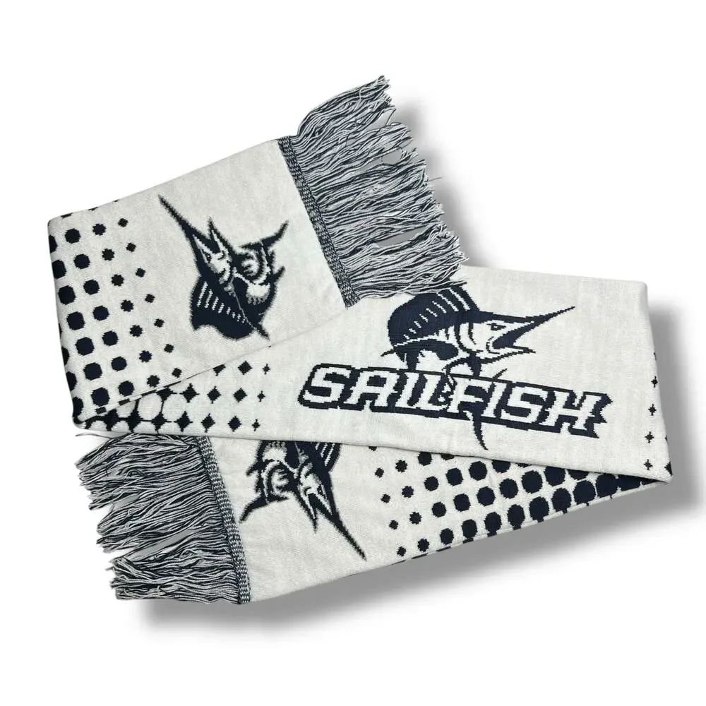 LogoFit Sailfish Reversible Scarf Navy White Knit Marine Palm Beach Atlantic PBA